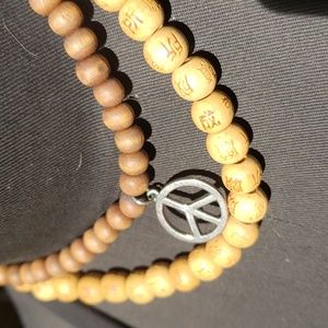 Wooden Peace Necklace set